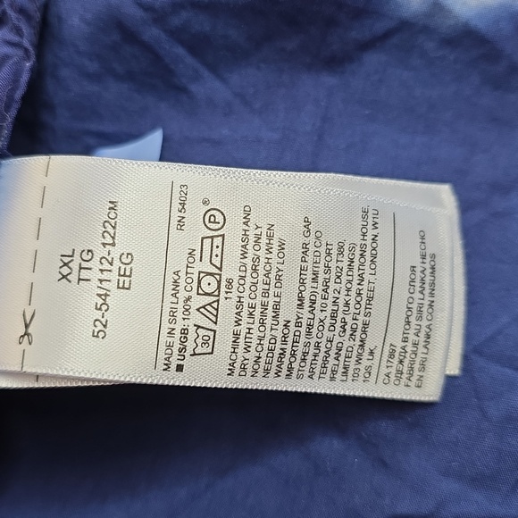 Banana Republic Casual Button Down Slim Fit Blue Tie-Dye Shirt XXL AO-2029 - Picture 5 of 7